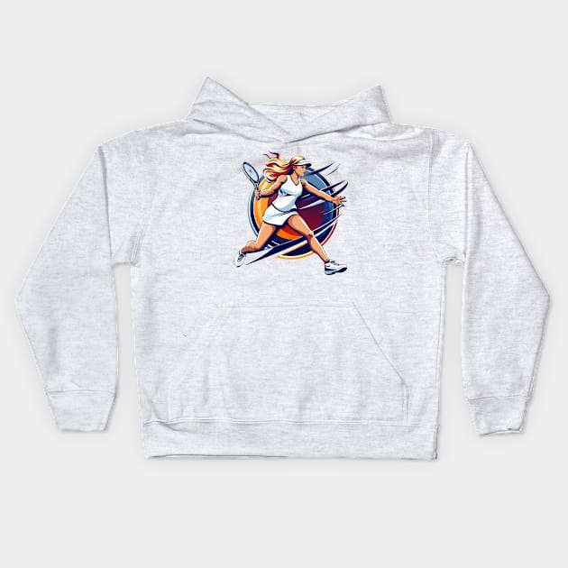 Beautiful woman playing tennis Kids Hoodie by javierparra